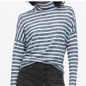 Banana Republic Luxespun Blue Stripe Turtleneck